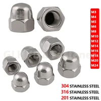 1 100pcs m3 m4 m5 m6 m8 m10 m24 metric acorn nut domed head cap nut decorative cap nut 201 304 a2 316 a4 stainless steel din1587