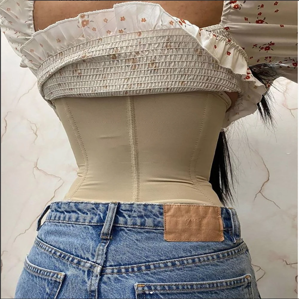 2-layer Latex Patterned Corset 9 Steel Bone Waistband Explosive Sports Skims fFitness Belly Corset Ladies Girdle Birth Control