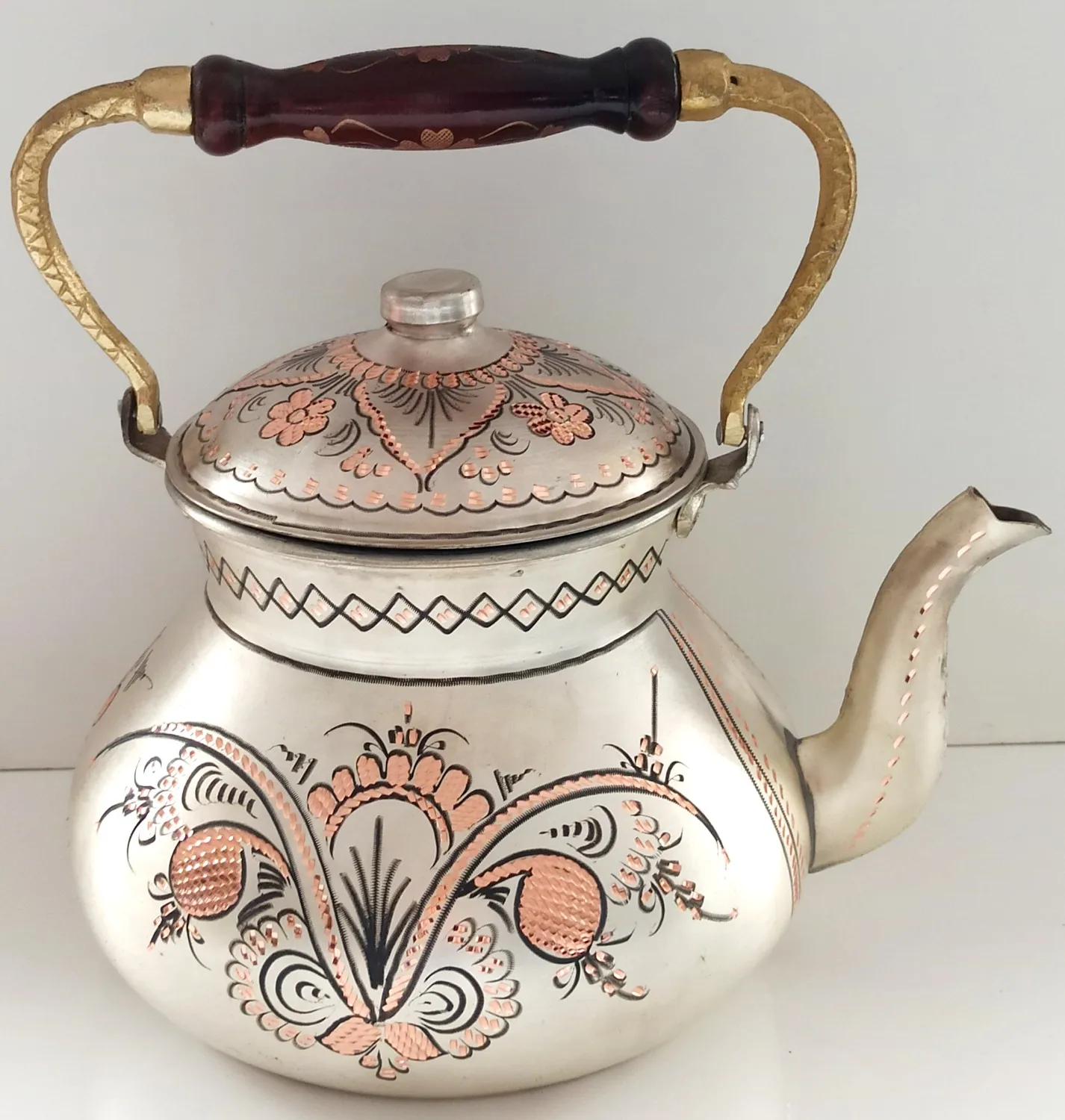 Гравировка деревянная ручка ручной работы Ностальгический медный чайник | Дом и