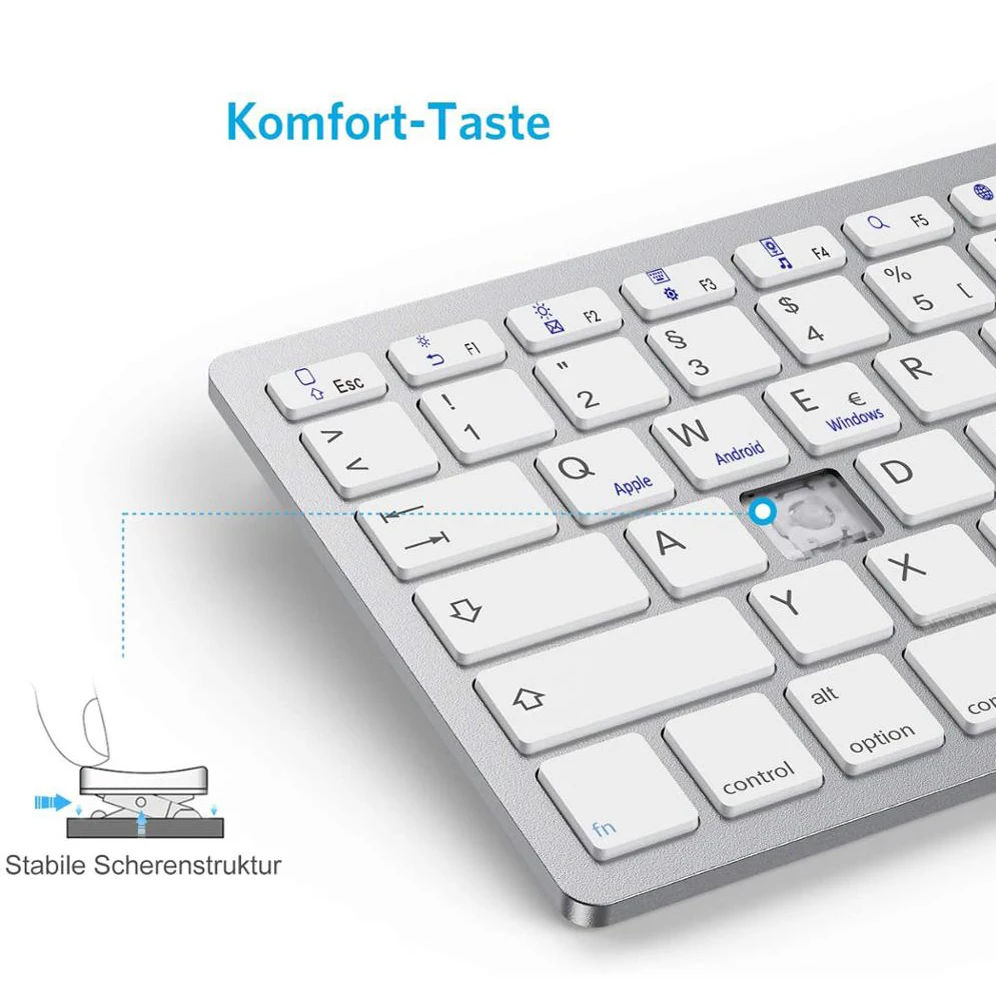 Немецкая беспроводная мышь QWERTZ ультратонкая Бесшумная Bluetooth клавиатура для Mac iPad
