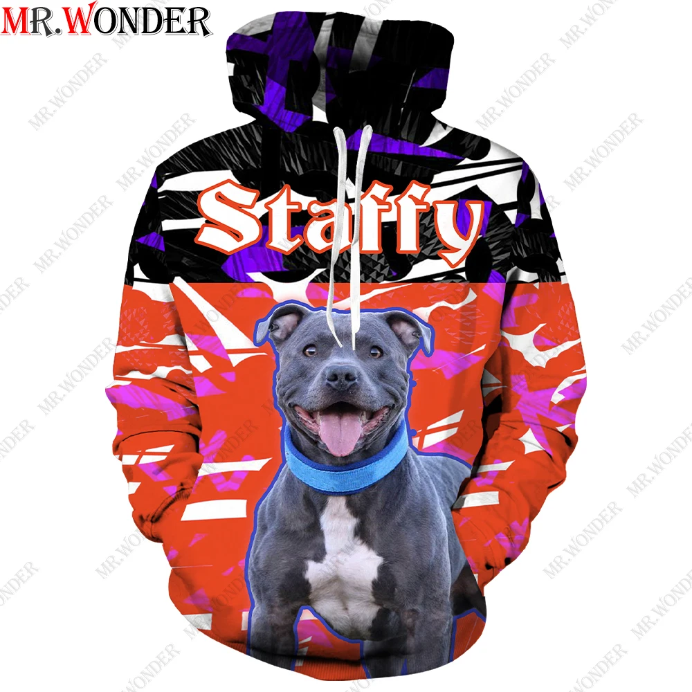 

Mr.Wonder Staffy dog 3d Printed Hoodies Mens 3d Long Sleeve Pullover Animals Streetwear Sportswear Sweatshirts
