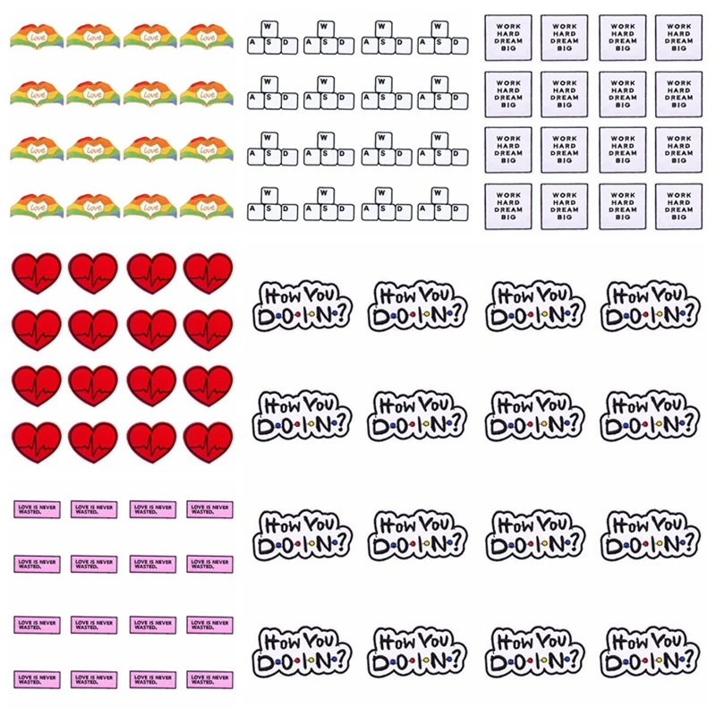 

Pulaqi 10PCS Heart Iron On Patches Embroidered Stickers On Clothing Ornament Cartoon Letter Badges Wholesale DIY Jacket Applique