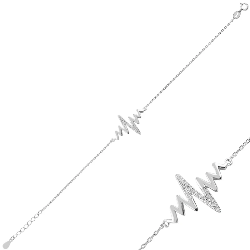 

Silver 925 Sterling Zircon Cubic Zirconia Heart Ritmi Bracelet
