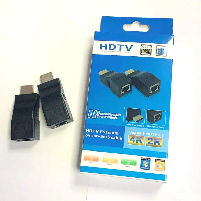 1 пара RJ45 4K HDMI-совместимый удлинитель до 30 м CAT5e Cat6 сетевой Ethernet LAN для HDTV HDPC DVD PS3 STB |