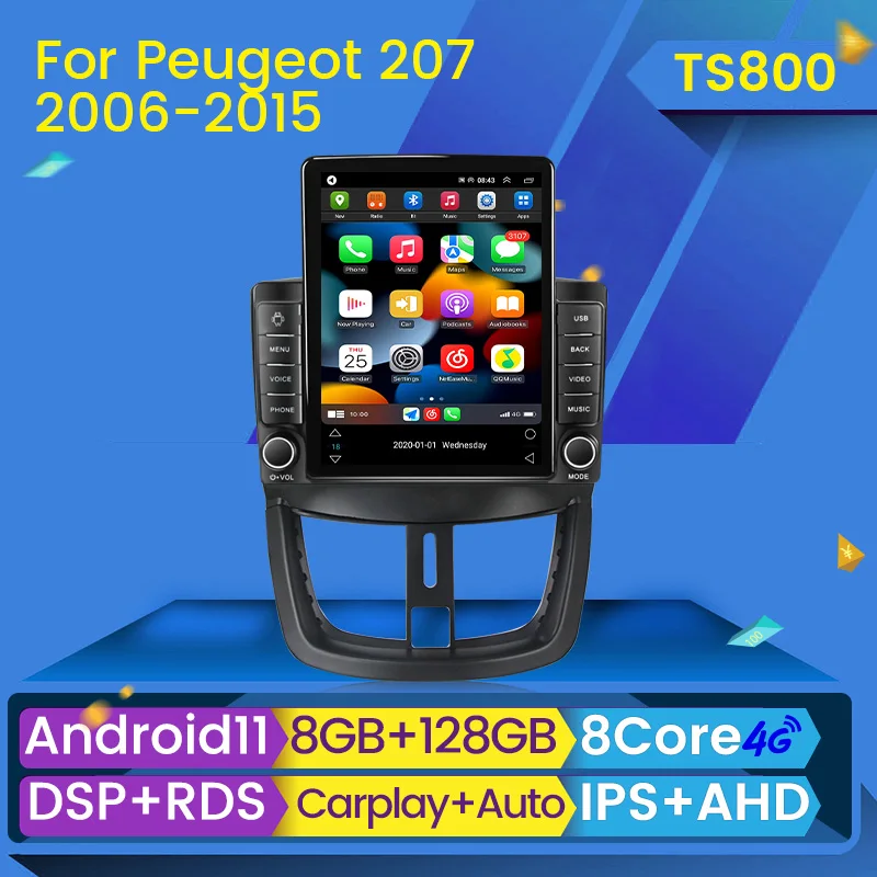 8G + 128G Android 11 автомобильный Радио мультимедийный видео плеер для Peugeot 207 CC 207CC 2006 2007