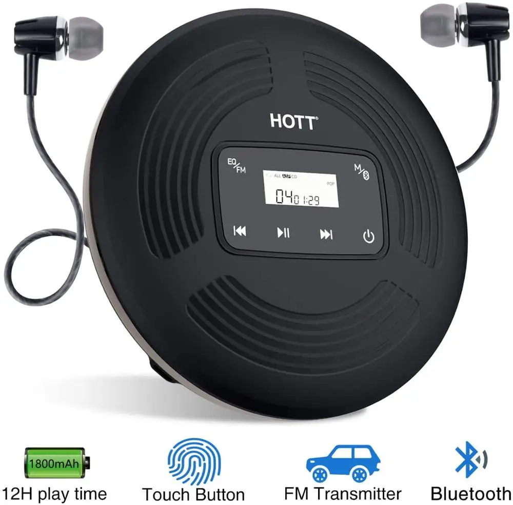 HOTT CD перезаряжаемый Bluetooth портативный плеер с fm передатчиком сенсорная кнопка