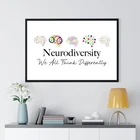 Нейроразнообразие, мы все думаем по-разному, цитаты, художественные принты, Картина на холсте, Постер мозга, терапевты, офисное настенное украшение, картина
