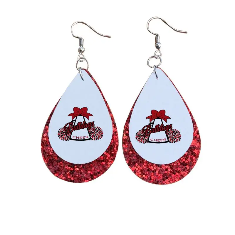 

New! Faux Leather Earrings For Mom Cheerleaders Dance Gymnastick 2021 Cheer Gift
