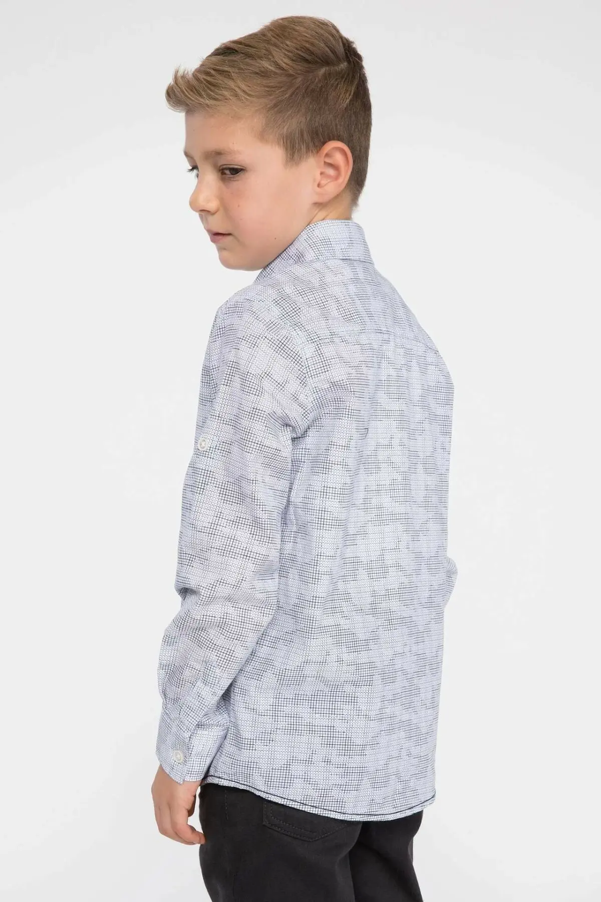 DeFacto/Модная рубашка с длинными рукавами и отворотом для мальчиков детские