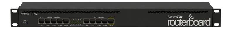 RB2011UiAS RM 1U стойка 5xethernet 5xgigabit Ethernet USB LCD PoE out на порт 10 600 МГц ЦПУ 128 Мб ОЗУ
