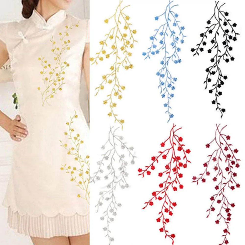 Аппликация в виде цветка сливы нашивки для одежды стиле Ципао тканевые наклейки