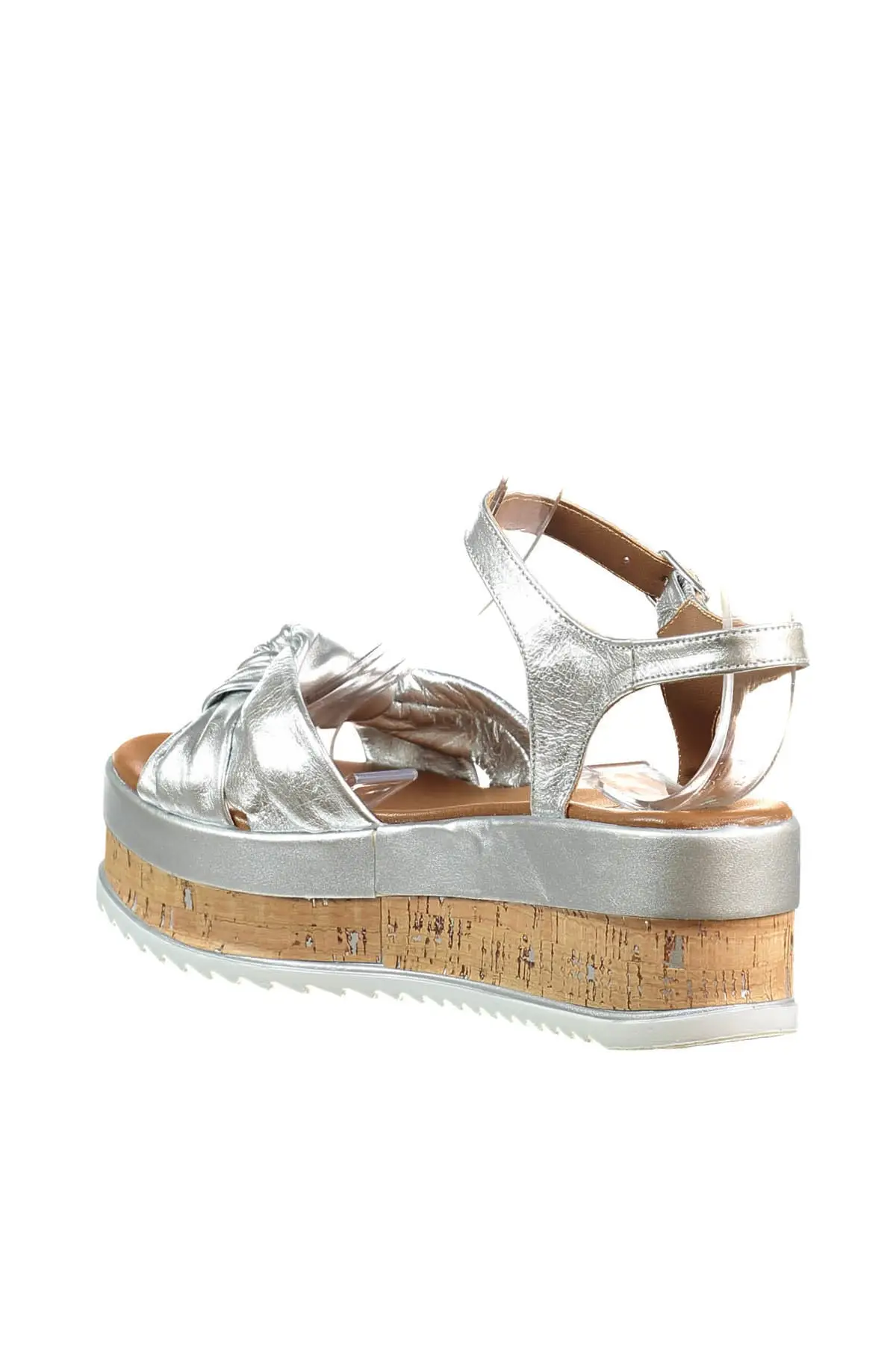 Серебряные женские сандалии из натуральной кожи с жемчугом 120130005430 | Обувь