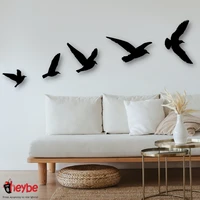 wooden set of 5 birds wall art decoration quality gift ideas nature animals freedoom home office living room bedroom black color easy to hang new fashion trend luxury modern creative nordic styles plaque