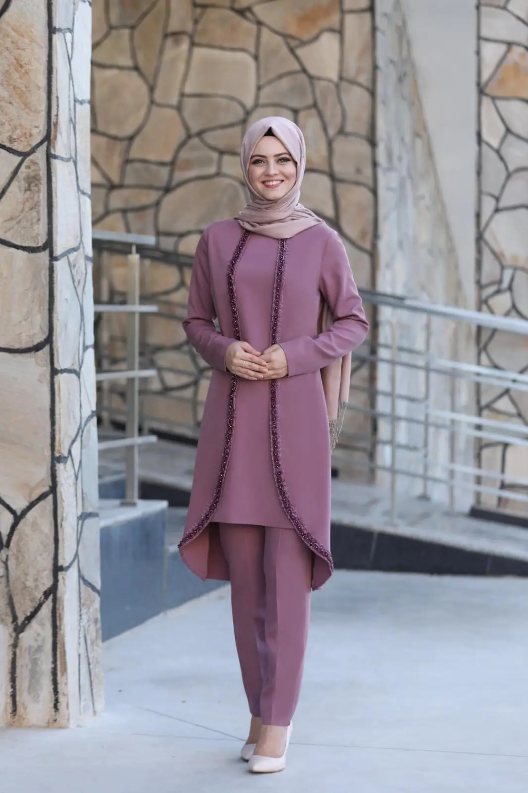 MC1434 Женская одежда для хиджаба с вышитыми розами двойной костюм исламский платье