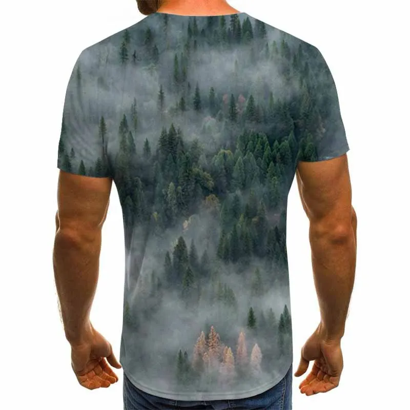 

3d Coconut Tree Print T-Shirt For Men 2021 Summer O Neck Short Sleeve Tee Tops Cool Style Male Casual Funny Landscape T Shirts