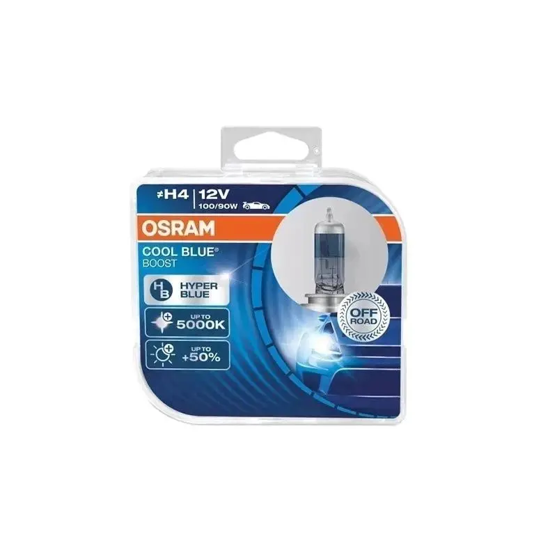 Галогенная лампа H4 OSRAM Cool Blue Boost (эффект ксенона) 12В 100/90Вт 4500/5000К (уп.2шт.) 62193CBB |
