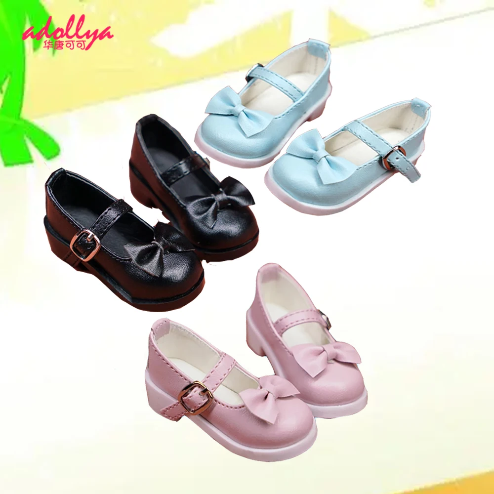 Adollya 7.5cm Fashion Shoes For Dolls 1/3 1/4 1/6 BJD Doll Accessories Princess PU Leather Solid Color Mini Shoes 4.5cm