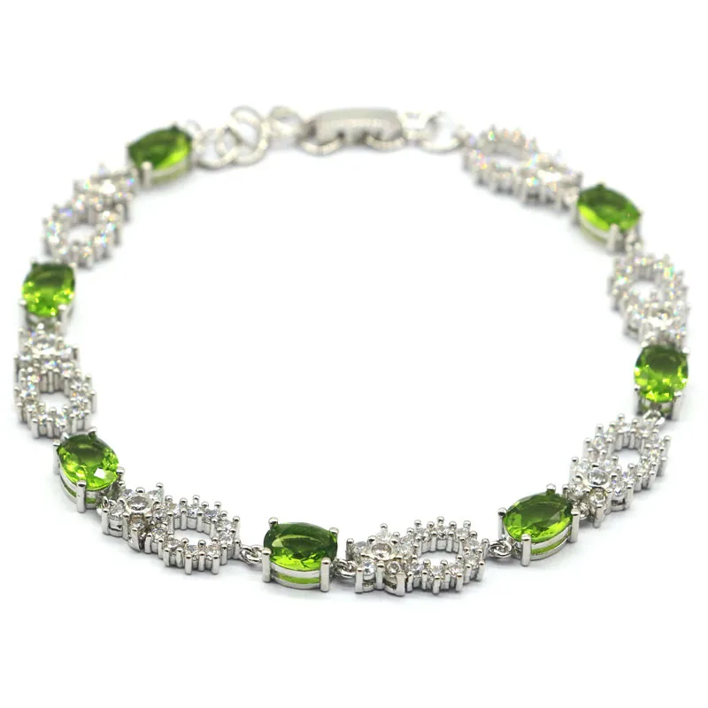 8x6 мм класса люкс создан Зеленый Перидот белый циркон подарок для женщины