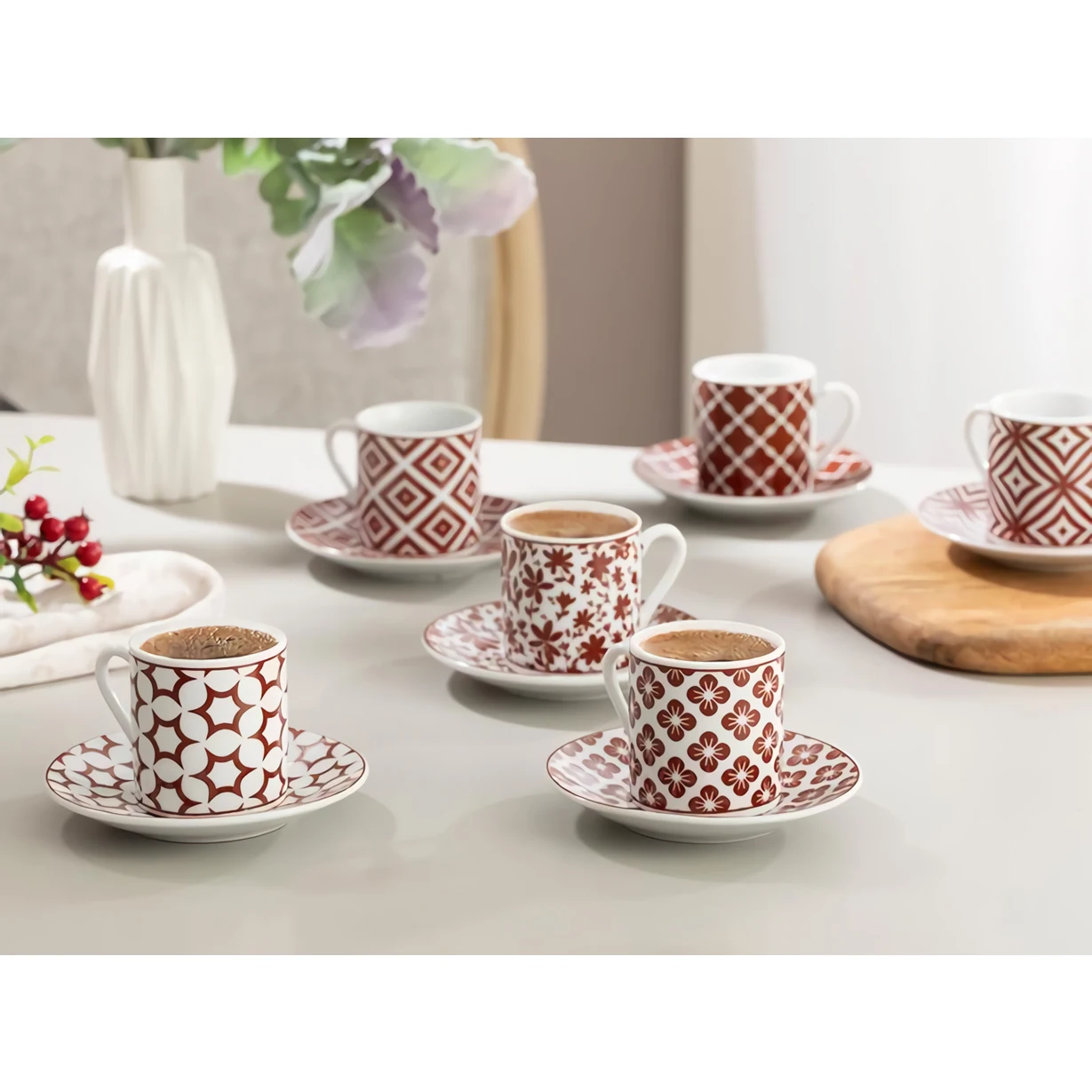 

6 Person - 12 Pieces Porcelain Coffee Cup Set 80ml