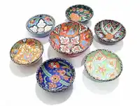 6 + 1 Kütahya Authentic Mixed Color Ceramic Pottery Bowl Set decor for nuts turkish traditional anatolian handmade pottery natur