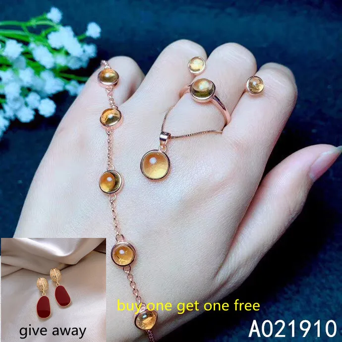 KJJEAXCMY Boutique Jewelry 925 Sterling Silver Inlaid Natural White Citrine Bracelet Pendant Earring Ring Female Suit