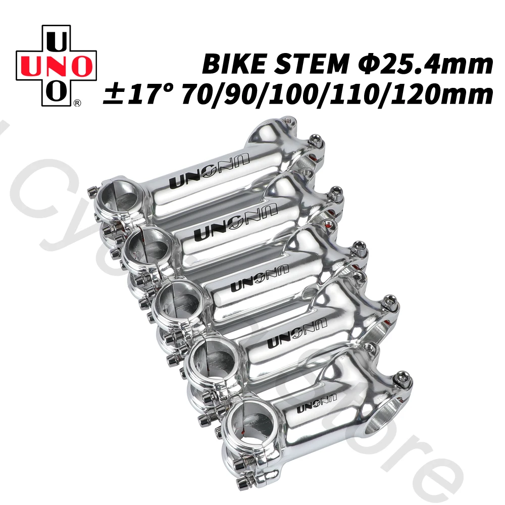 

UNO Ultralight Bicyle Stem Aluminum 25.4mm Silver MTB Bike Handlebar Stem 70/80/90/100/110/120mm Cycling Accessories
