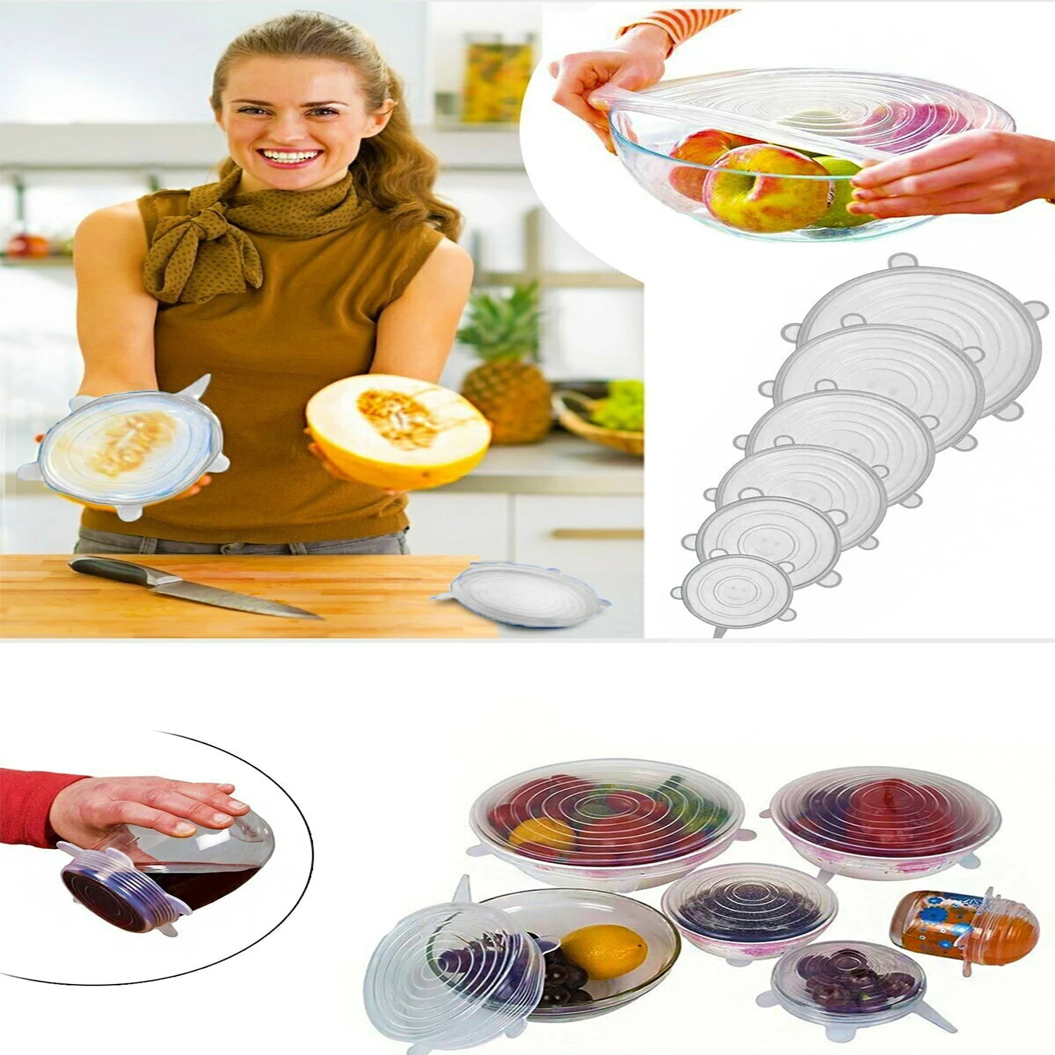 

6/12 шт., силиконовые крышки для банок, кухонные аксессуары