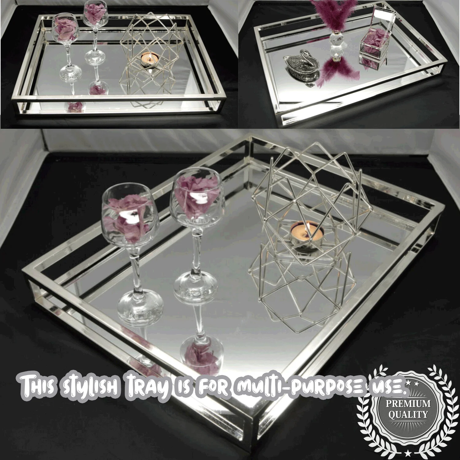 Декоративный зеркальный поднос представления 30x40 см Серебристые горячая