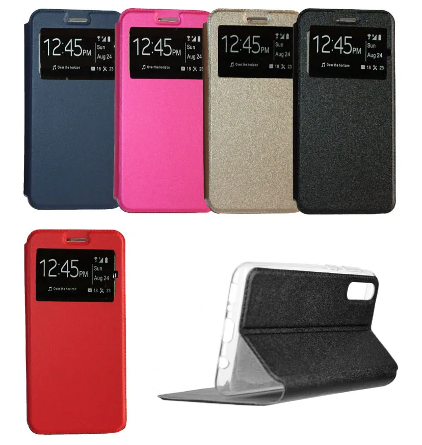Stand case for SAMSUNG GALAXY A50 Book soporte with window window colores Blue, Red, Pink, Black, Gold Tone