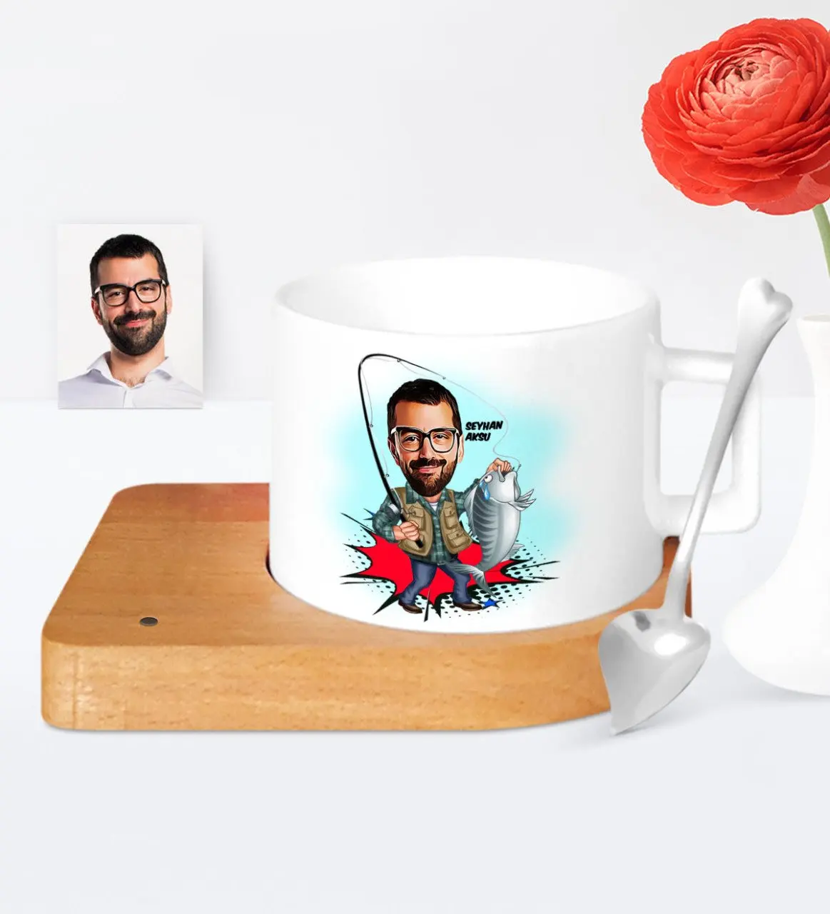 

Personalized Fishing Cartoon Wooden Altlıklı Ceramic Cup-1