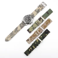 onthelevel military camouflage canvas watch band 20 22mm army waterproof watch strap for seikotudor divers watches belt d