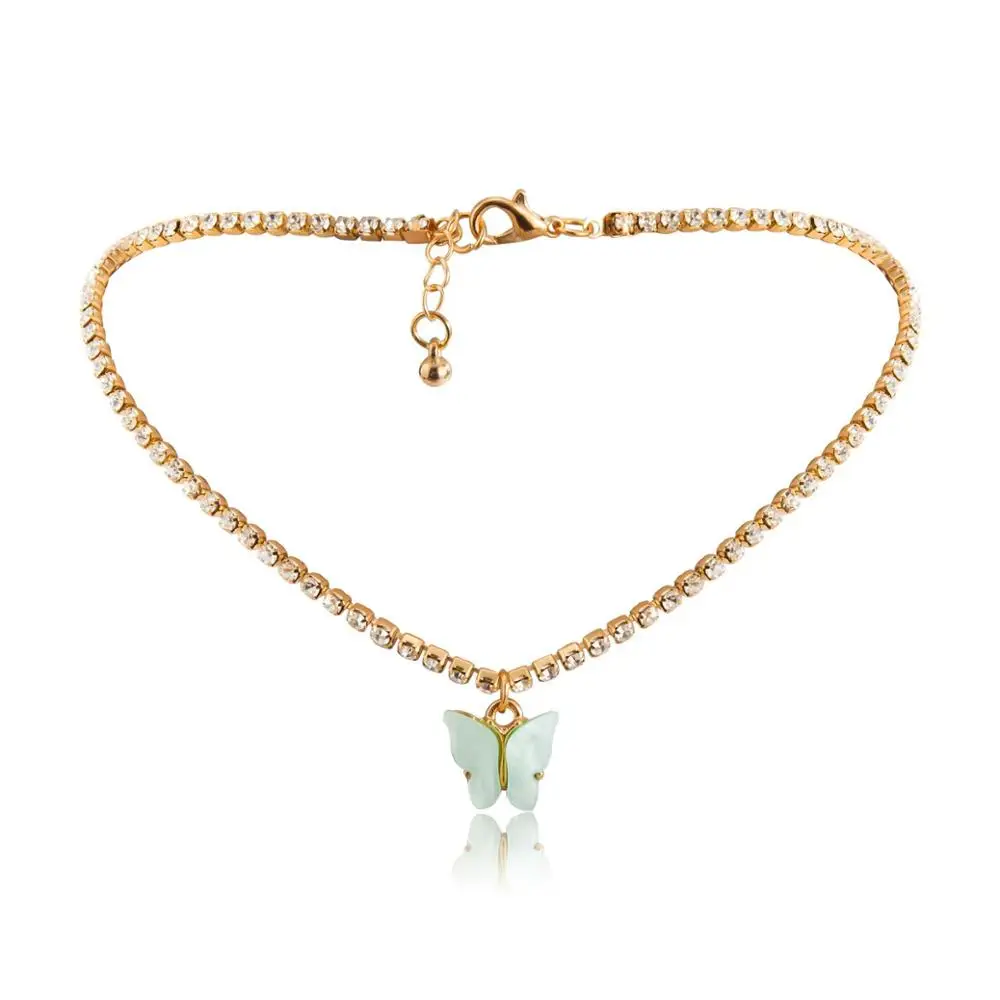 Crystal Butterfly Necklaces Collier Chain Necklace Women Goth Aesthetic Choker Shiny Jewellery Gifts Wholesale | Украшения и