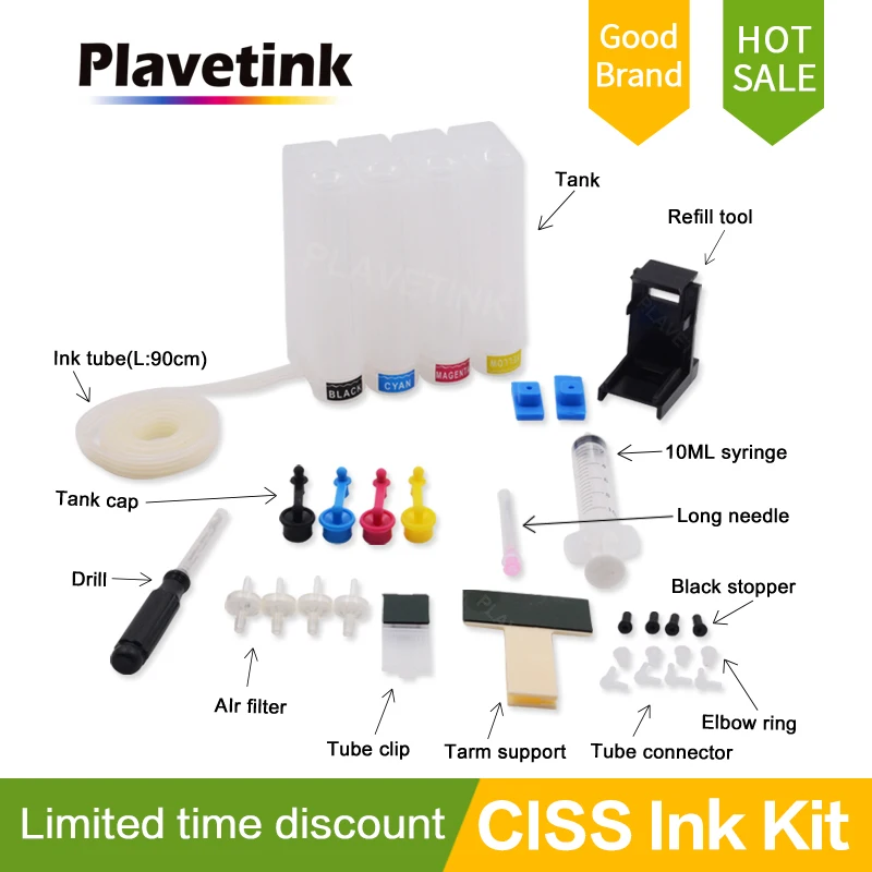 Plavetink СНПЧ для Canon непрерывный чернильный принтер для hp СНПЧ объемный DIY Танк Непрерывная система 4 цветных картриджа и чернил пробки сверла
