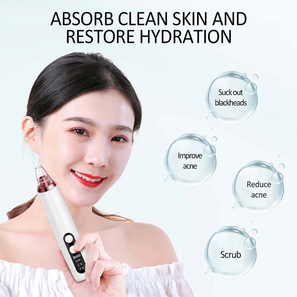 Электрический вакуумный пылесос для угрей 3 режима регулируемый черный горошек