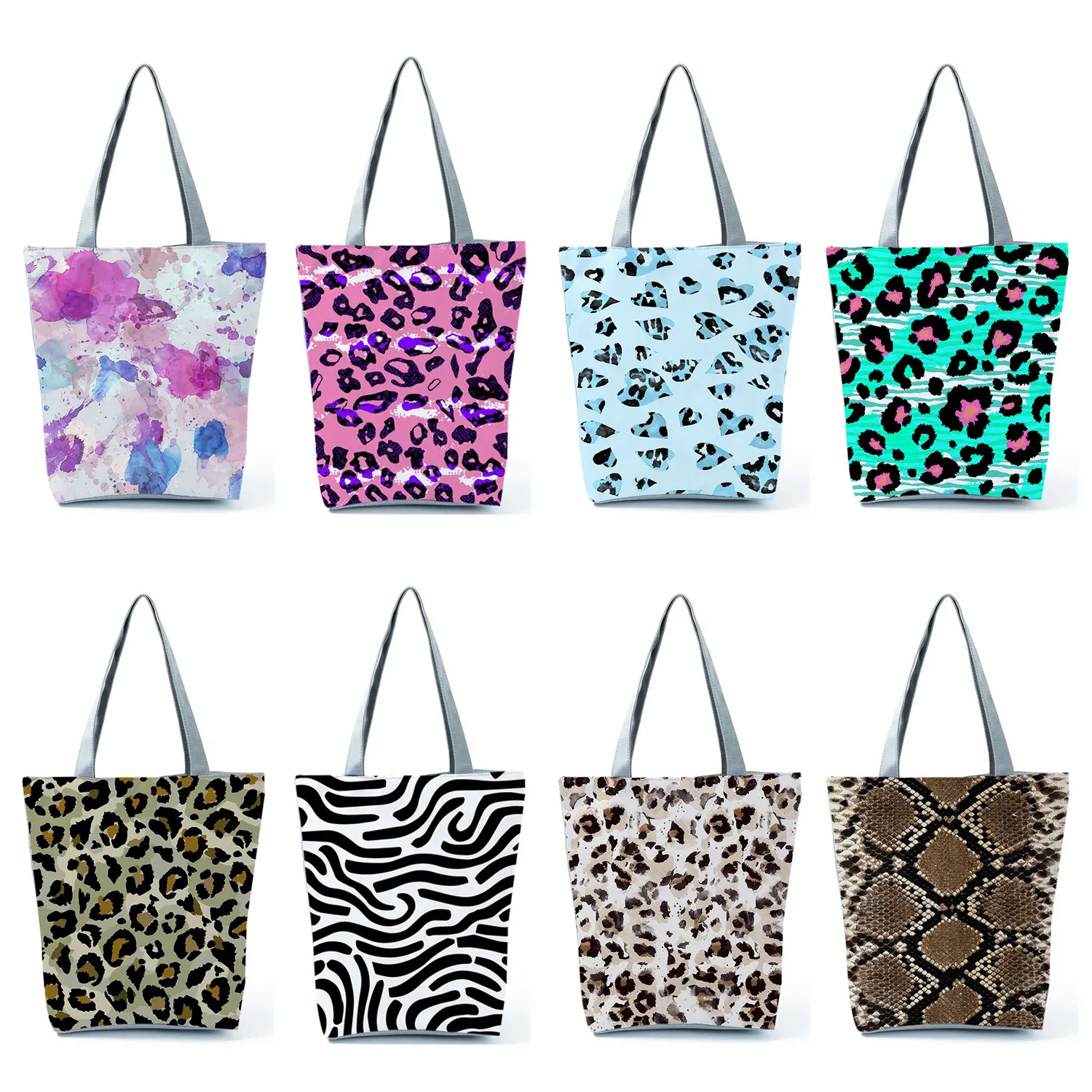 

Bag For Print Shoulder Supermarket Shopper Casual Bags Tote Traveling Snake Women's Printing School Leopard Bag Reusable Handbag