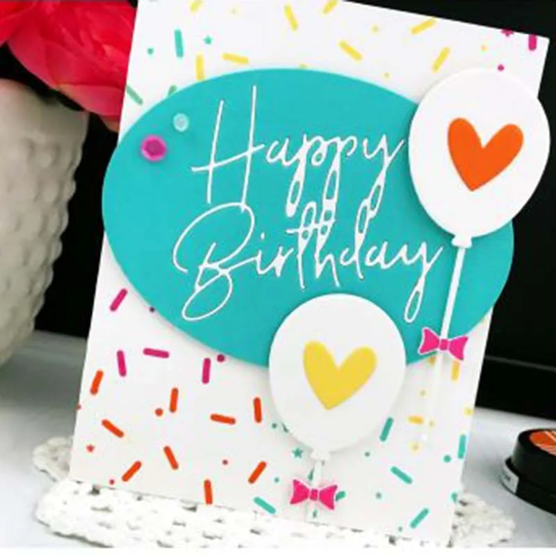 Металлические высекальные штампы с днем рождения зеркальные и тисненые