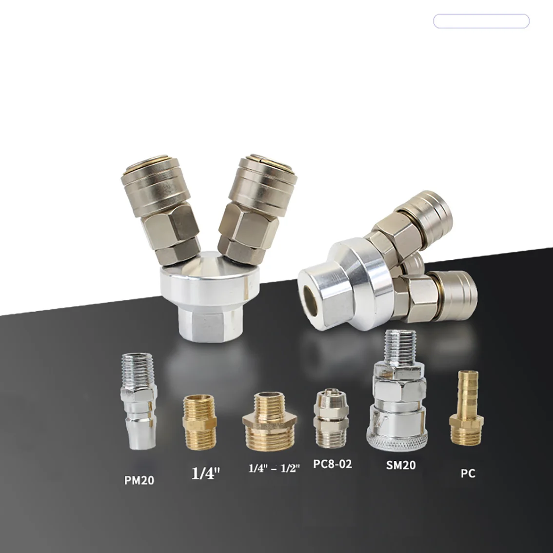 

1Pcs C-type Self-Locking Round 2/3-way 1/4" Pagoda Pneumatic Quick Connector All Copper Gas Pipe Joint Air Compressor Connectors