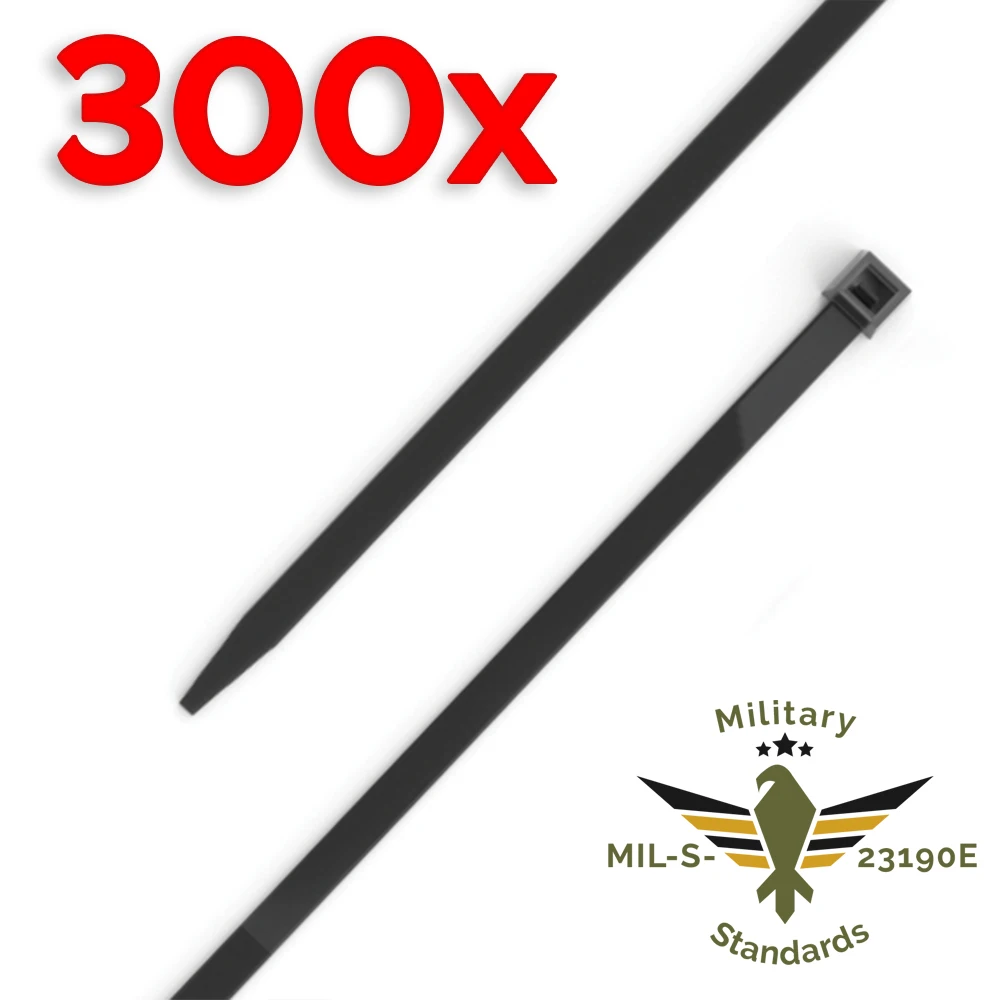 

300 шт. самоблокирующиеся Нейлоновые кабельные стяжки 80x38 0 мм, пластиковые зажимы, Черный Автомобильный провод управления CE и военные Std.