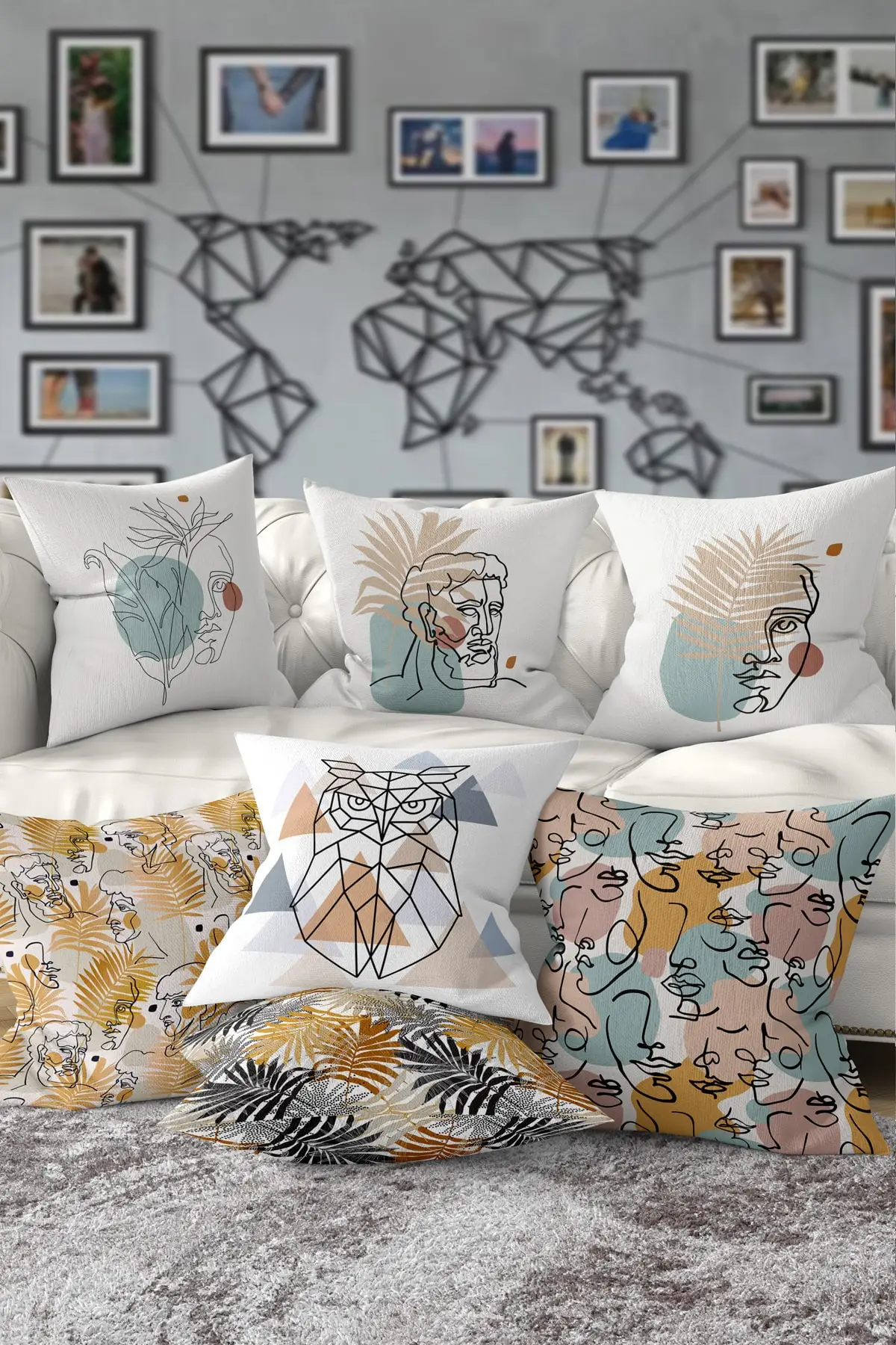 

2020 Special Design 7 Pieces double sided Cushion Decorative Sofa Pillow Cover Case Car Home Decor Throw Cotton Linen