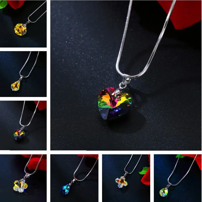 

1PC Natural Crystal Heart Pendant Necklace Raw Stone Jewelry Couple Decoration Holiday Gift Craft Women's Gemstone Necklace