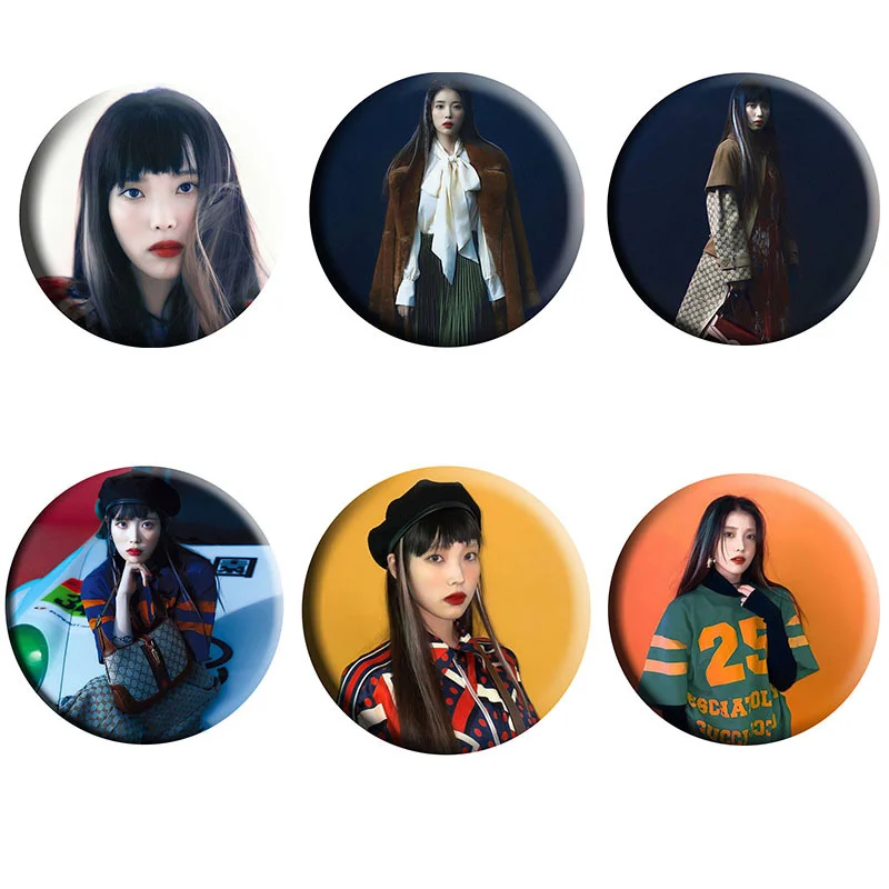 

KPOP IU W KOREA Fashion Character Cover Photos Badge Lee Ji Eun Portable Mirror Key Ring Bag Pendant 1PCS C35