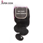 Волнистая кружевная застежка 5X5 кружевная застежка только с детскими прямыми волосами естественного цвета предварительно выщипанные бразильские человеческие волосы Remy