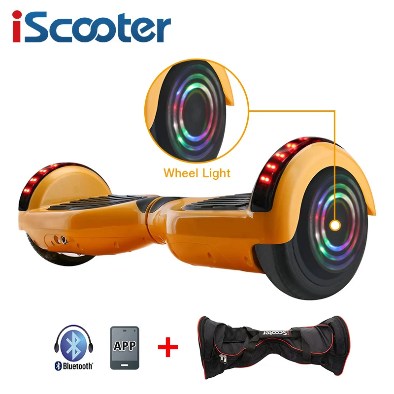 IScooter Электрический скейтборд 2 колеса электрический скутер запатентованный баланс Ховер доска скейтборд питание walkcar Ховерборд - Цвет: golden n BT n bag
