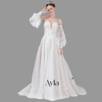 grace sweetheart wedding dress with detachable sleeves embroidery bride dress tull sweep train bride robe vestidos de boda