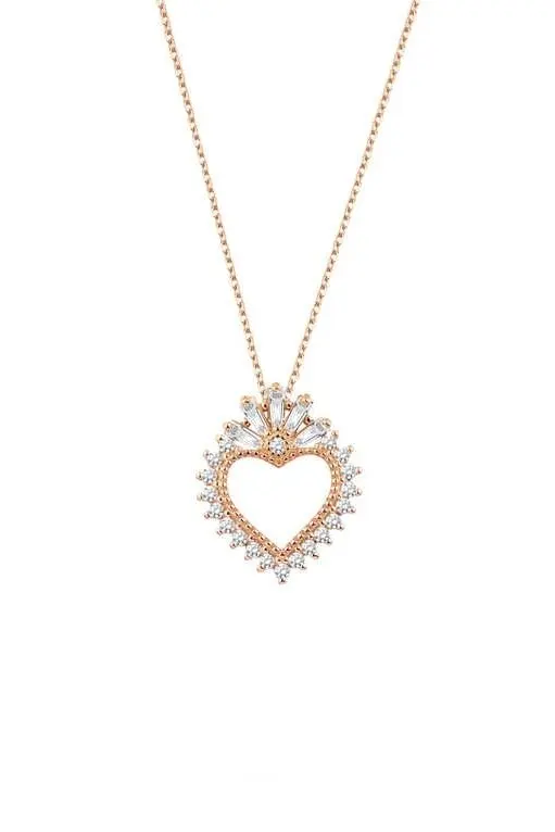 

Queen Heart Hearted Baget Good Quality With Stones 925 Silver Necklace