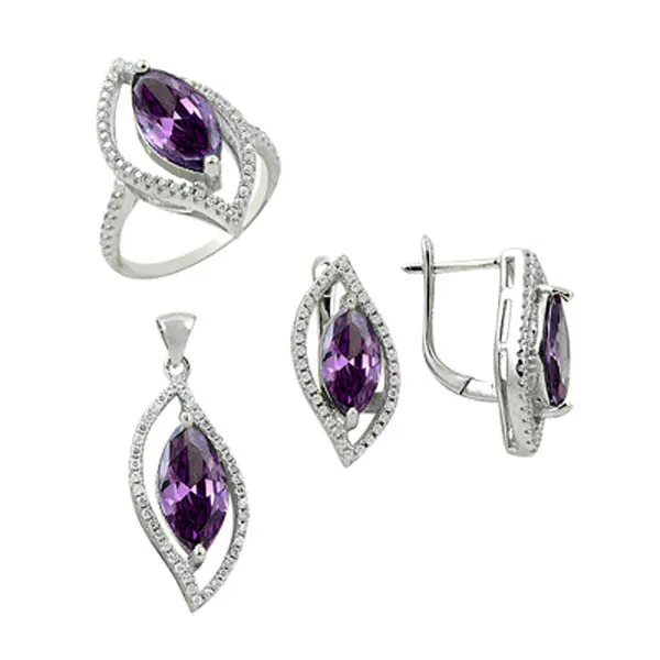 

Набор серебряных 925 пробы фианитов