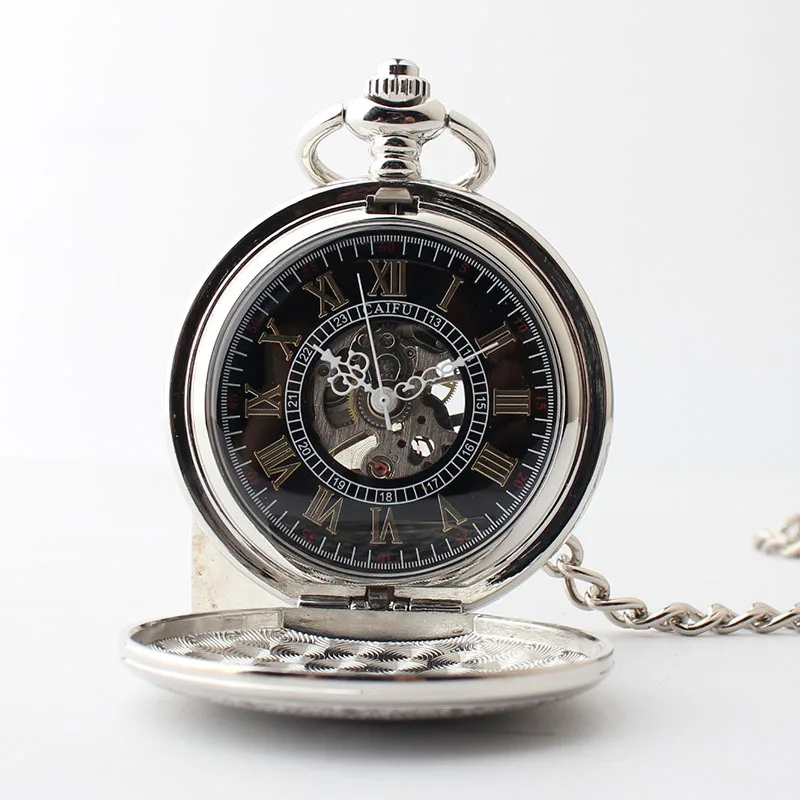 Roman Arabic Numerals Display Pocket Fob Watch Steampunk Vintage Charm Mechanical Automatic Pocket Watches For Men Women Gifts