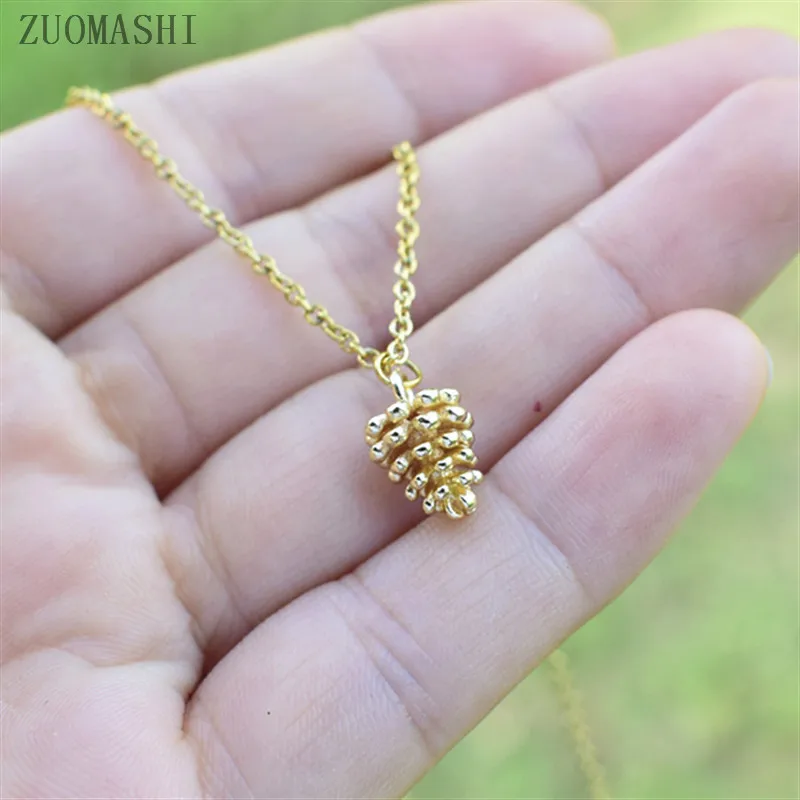 ZUOMASHI Tiny Pinecone Очаровательное ожерелье изящное колье из сосны Осеннее ювелирное