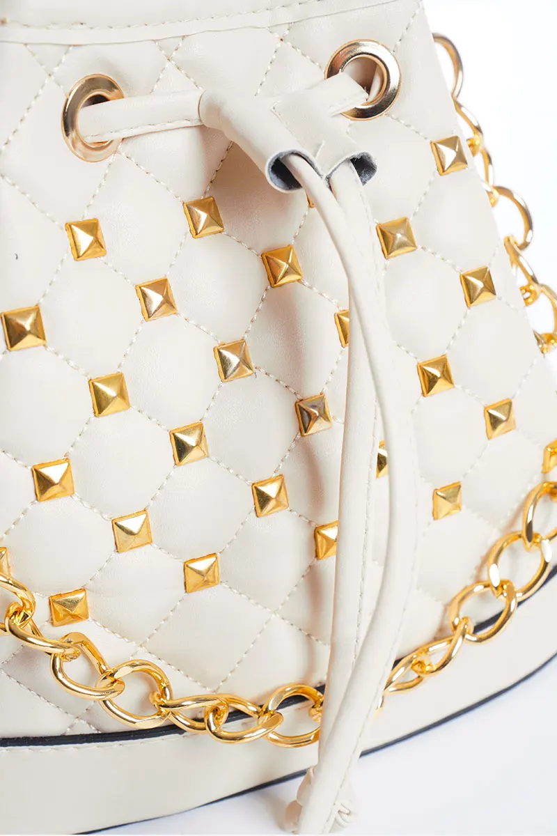 

New Soft PU Leather Women Shirred Bag Retro Stapled Geometric Pattern Solid Color Ladies Fashion Design Girls Big Shoulder Bags