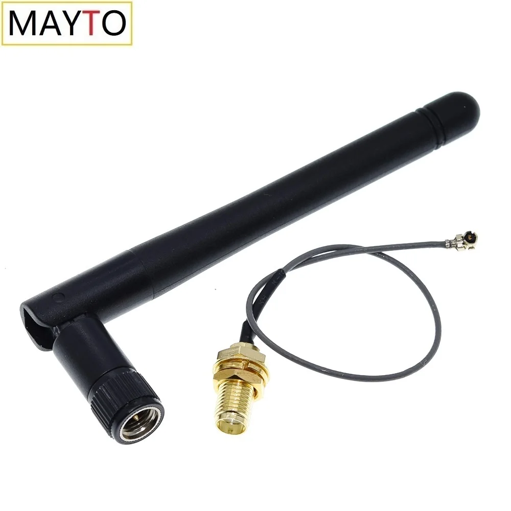 10PCS 2.4GHz 3dBi WiFi 2.4g Antenna RP-SMA Male wireless router+ 17cm PCI U.FL IPX to RP SMA Male Pigtail Cable ESP8266 ESP32